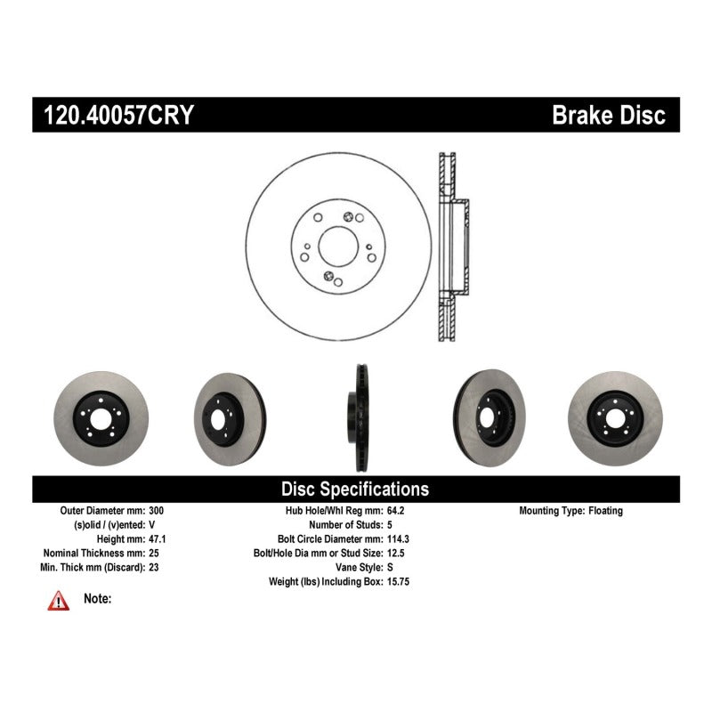 Stoptech 06-08 Honda Civic Si Front CRYO-STOP Rotor