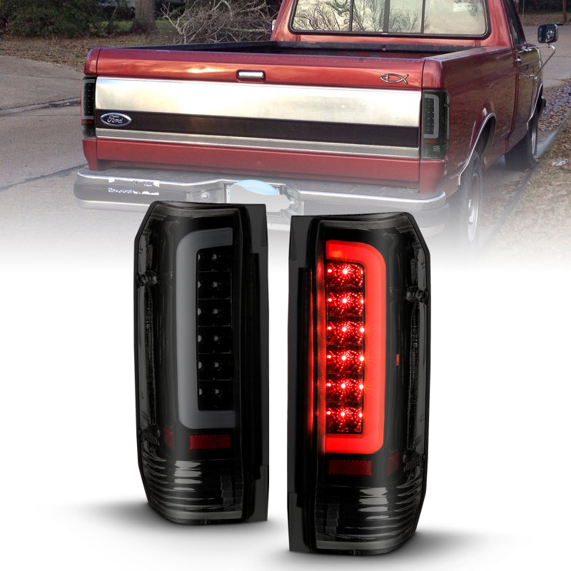 ANZO 1987-1996 Ford F-150 LED Taillights Black Housing Smoke Lens (Pair)