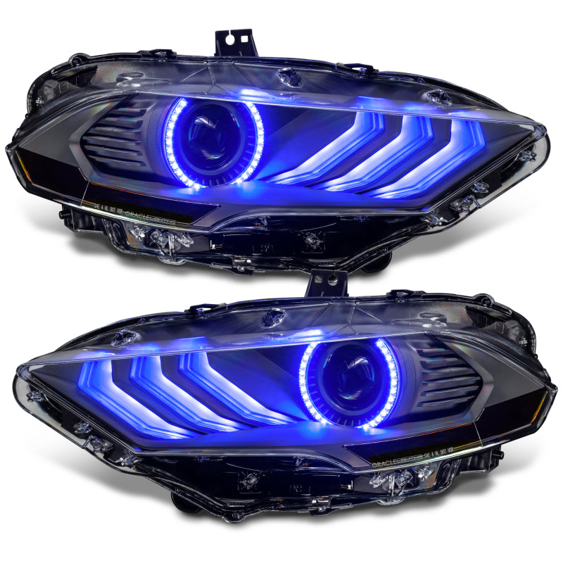 Oracle Lighting 18-23 Ford Mustang Dynamic ColorSHIFT LED Headlights - Black Series SEE WARRANTY