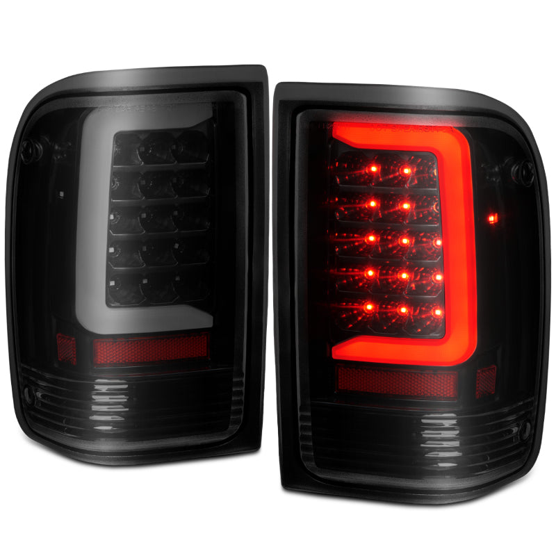 ANZO 1993-1997 Ford  Ranger LED Tail Lights w/ Light Bar Black Housing Smoked Lens