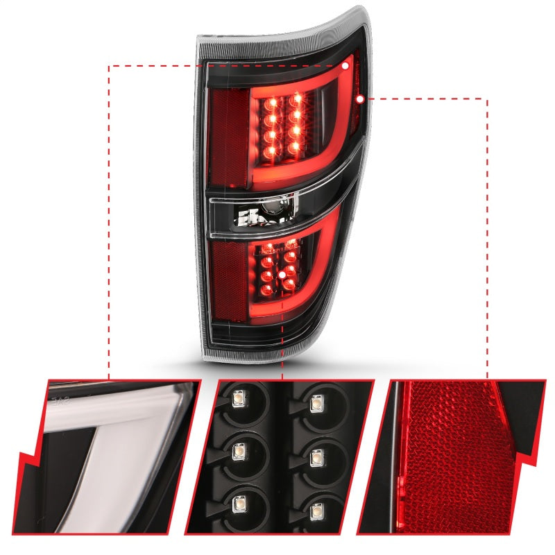 ANZO 2009-2013 Ford F-150 LED Taillights Black