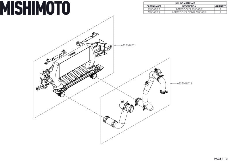 Mishimoto 21+ Bronco 2.3L High Mount INT Kit BK Core BK Pipes