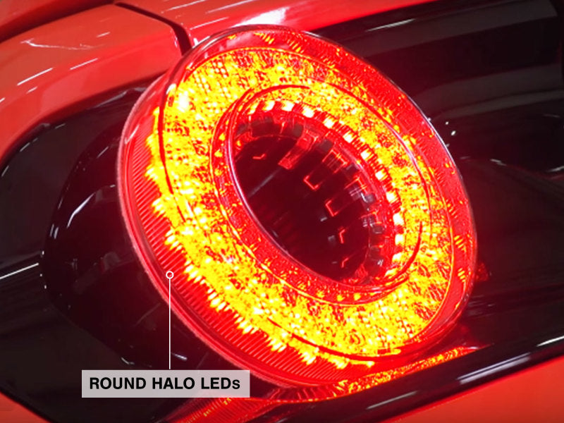 Raxiom 15-22 Ford Mustang Halo LED Tail Lights - Gloss Black Housing (Smoked Lens)