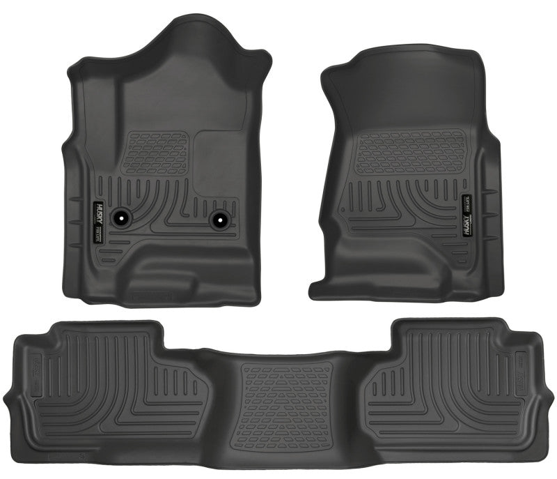 Husky Liners 14 Chevrolet Silverado/GMC Sierra Dbl Cab WeatherBeater Black Front&2nd Seat Floor Line