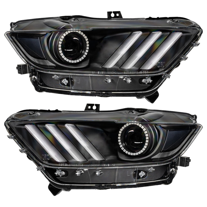 Oracle 15-17 Ford Mustang Dynamic RGB+A Pre-Assembled Headlights - Black Edition - SEE WARRANTY