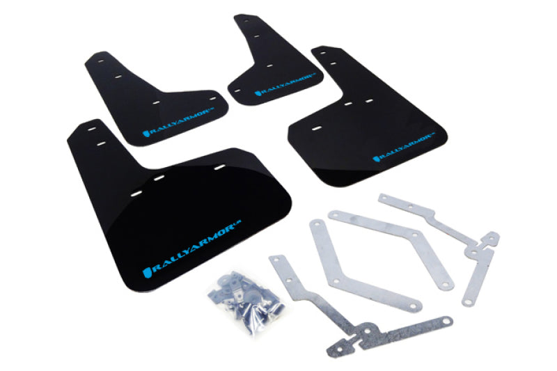 Rally Armor 12-19 Ford Focus ST / 16-19 RS Black UR Mud Flap w/Nitrous Blue Logo